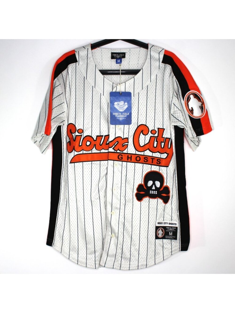 Ebbets Field Flannels Mens Medium Sioux City Ghosts #2 Baseball Jersey NEW B1157